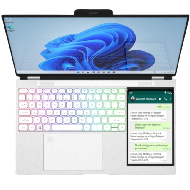 Factory New Arrival 15.6 Inch+7 Inch Notebook Pc Dual Screen Computer N150 RAM 16GB Dual Screen BusinessTouch Screen  Laptop