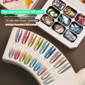 Paleta de Gel Brillante <span class=keywords><strong>Platino</strong></span> Sólido de 9 Colores de Marca Privada con Brillo de Alta Densidad para Salón Profesional - Product Image 2