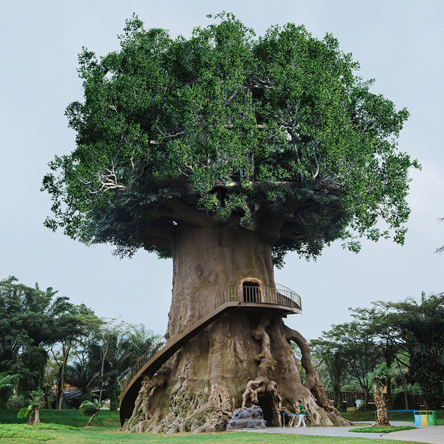 Customized Large Architectural Tree of Life Large Artificial Fiberglass Treehouse  for Landscape Engineering