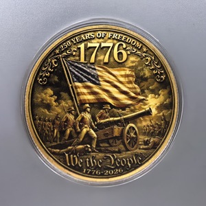 Pièce de collection commémorative 3D de la Guerre Révolutionnaire et du Grand Sceau, Pièce de défi du 250e anniversaire des États-Unis, Vente en gros - Product Image 2
