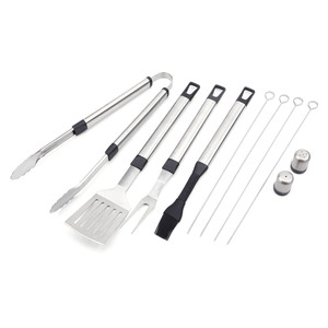 Stainless Steel <b>BBQ</b> Grill Set 10 Piece Portable Outdoor Camping Barbecue <b>Tools</b> with Round Tube Handle - Product Image 4