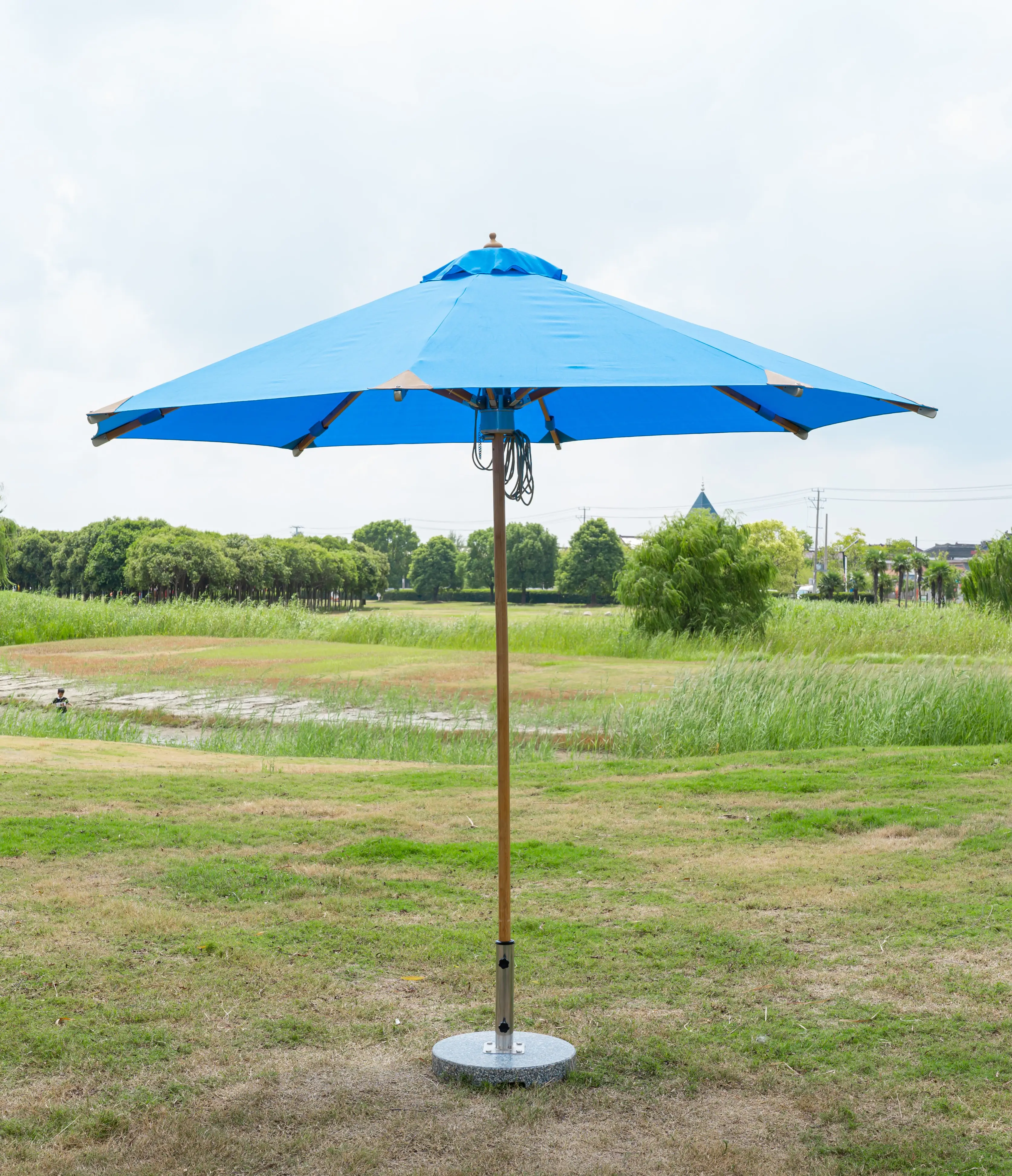 Tuin Bamboe Paraplu Outdoor Grote Rechthoekige Cantilever Houten Parasol