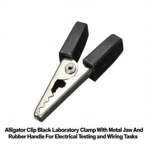 Pinza de cocodrilo negra para laboratorio con mordaza metálica y mango de goma para pruebas eléctricas y tareas de cableado - Product Image 2