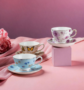 Ensemble de tasses à <span class=keywords><strong>café</strong></span> en céramique modernes et minimalistes, motif floral créatif personnalisé, service à thé de l'après-midi pour <span class=keywords><strong>café</strong></span> et thé - Product Image 1