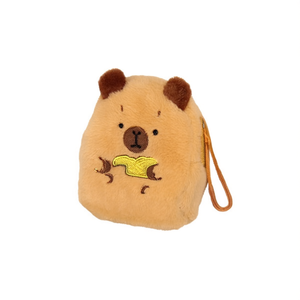 Monedero de peluche de capibara de 8x10.5cm, llavero bordado para niñas con cierre de cremallera y correa desmontable - Product Image 2