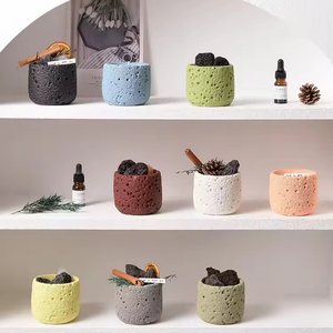 Portavelas Cilíndrico de Cemento Hecho a Mano, Ecológico, Mate, Decoración para el Hogar, Aromaterapia, Fragancia Romántica - Product Image 5