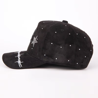 Casquettes de baseball unisexes TOPCAP personnalisées en sergé et daim à 5 panneaux avec broderie 3D entièrement ornée de diamants, logo personnalisé réglable
