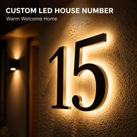 Plaque de porte lumineuse ZL LED pour numéro de maison, panneau d'adresse moderne pour maison ou bureau, IP65 avec CE RoHS