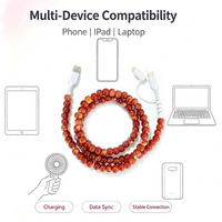 Câble de charge rapide USB 3 en 1 3A avec perles métalliques pour téléphones mobiles iOS et Android et écouteurs