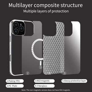 Étui de téléphone portable magnétique de luxe en fibre de verre 2026, fin et antichoc, pour 17 <span class=keywords><strong>Pro</strong></span> <span class=keywords><strong>Max</strong></span>/Air, nouveau design créatif en métal, fibre de carbone et TPU - Product Image 3