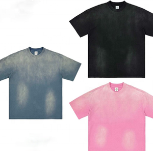 T-shirt pour homme en coton 100% streetwear, 220g par mètre carré, coupe slim, simple épaisseur, vintage, délavé à l'acide, effet soleil. - Product Image 2