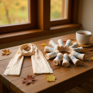 Sciarpa in Velluto Ring Vacuum Wrinkled 90x180cm Beige Tinta Unita FULAR - Product Image 3