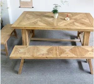 Mesa de centro de té de granja para el hogar, muebles de comedor de madera maciza de pino reciclado, nuevo diseño, 2023