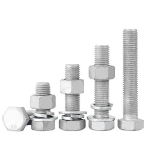 Hex Bolts Grade 4.8 Hot Dip Galvanized Q235 Carbon Steel With Nuts For Construction Industry - Product Image 1