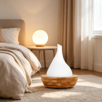 Diffuseur d'arômes ultrasonique à grain de bois 200 ml, 9 W, faible consommation, lumière LED 7 couleurs, humidificateur d'huiles essentielles pour chambre à coucher