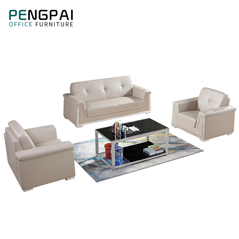 Современная мебель PENGPAI белая 1 + 1 + 2 секционный офисный кожаный диван