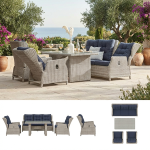 Aluminum Frame Outdoor Rattan Sofa Set with Adjustable Backrest <strong>Reclining</strong> Chairs Patio <strong>Garden</strong> <strong>Furniture</strong> - Product Image 4