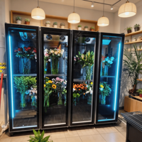Réfrigérateur vertical à fleurs refroidi par air commercial, vitrine, sans givre, avec étagères réglables, réfrigérant R290