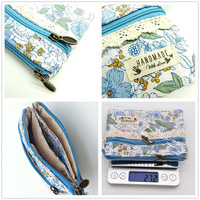 Porte-monnaie pour filles en tissu de coton respirant à 4 couches, style pastoral floral, avec double fermeture éclair, anti-vol, motif Année du Cheval
