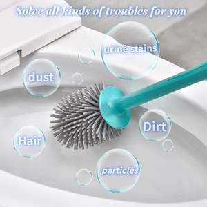 Escobilla de <span class=keywords><strong>inodoro</strong></span> de mango largo montada en la pared con soporte ventilado con base y juego de émbolo Juego de escobilla de <span class=keywords><strong>inodoro</strong></span> de silicona más líquido - Product Image 2