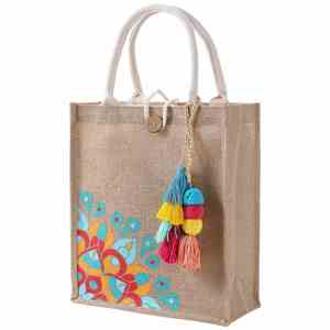 Hot Selling Reusable Shopping Travel Grocery Custom Logo Burlap Jute Tote Bag - Product Image 1