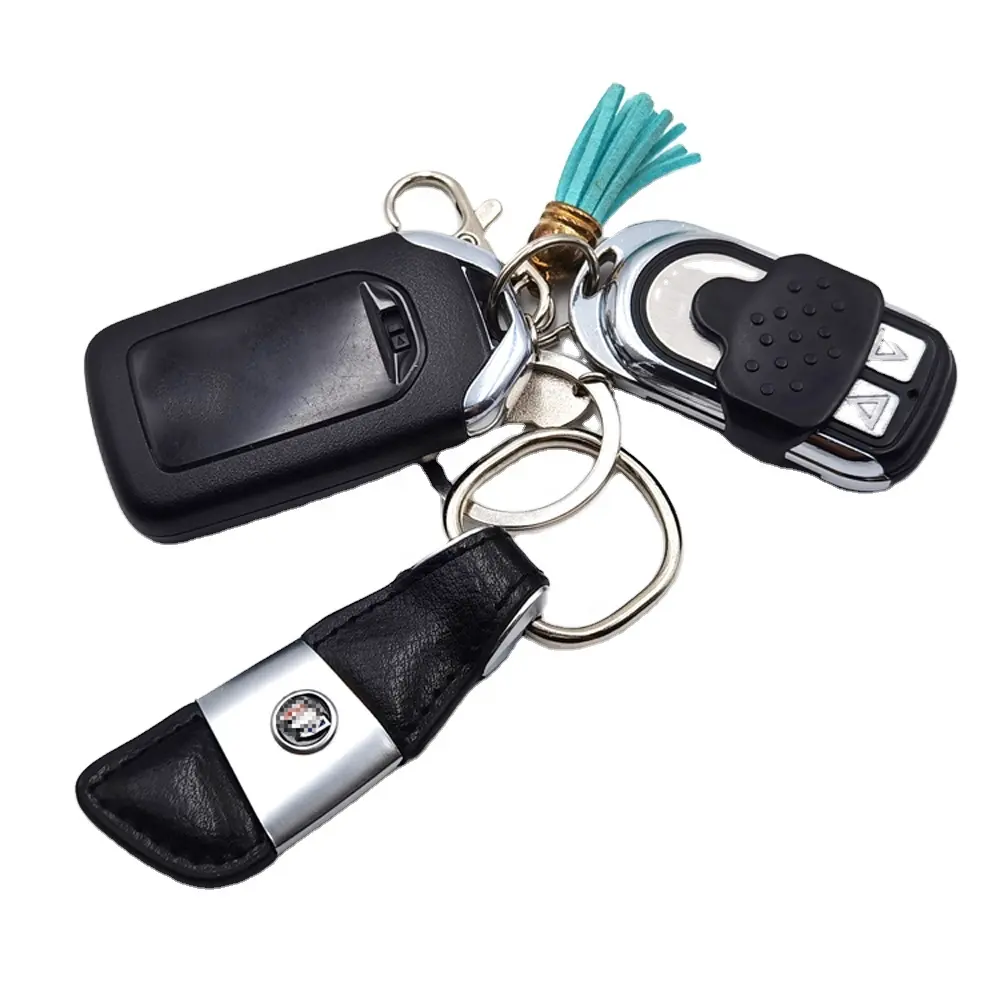 Wholesale souvenir sublimation keyring auto Genuine PU Leather car Logo key holder car keychain Custom keychains
