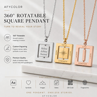 Collier pendentif cube double couche rotatif en acier inoxydable, vente en gros, fabrication OEM personnalisée, bijoux B2B, directement de l'usine