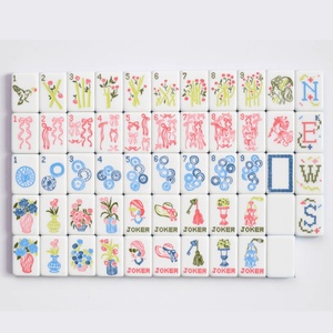 High-quality Luxury American Mahjong Tiles Set White Pearl Shell Acrylic Mahjong Racks Indoor Family <b>Entertainment</b> Game Gift Hot - Product Image 3