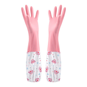 Women's Waterproof Fleece Lined Dishwashing Gloves 52 Cm Thickened Rubber For Kitchen Household Chores - Product Image 4