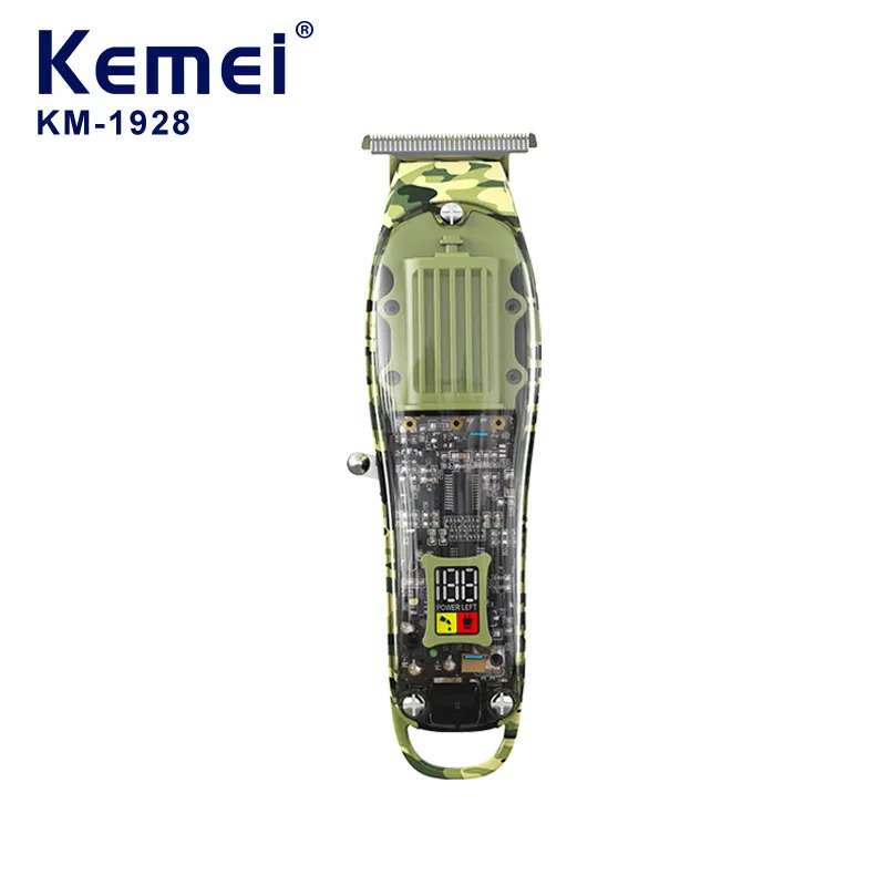 Professional Cordless Portable Rechargeable USB Electric Hair Clipper KEMEI KM-1928 Transparent Cutter Hair Trimmer LCD