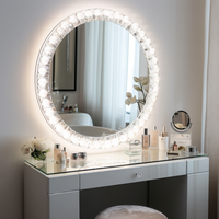 Miroir de Salle de Bain LED de Luxe Brillant, Effet Cristal Diamant, Mural, de Maquillage Avec Éclairage LED