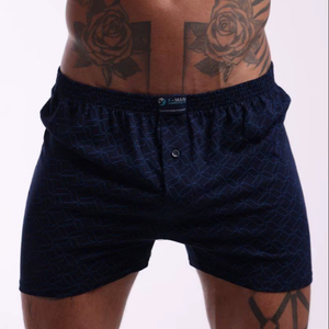 Calzoncillos Bóxer de Algodón Azul Marino Premium para Hombre, Transpirables, Elásticos, Deportivos, Cómodos, Ropa Interior Masculina, Distribución Global - Product Image 1