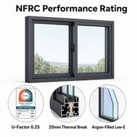 Ventanas Corredizas Modernas con Marco Negro de Aluminio para Casa con Mosquitera