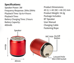 Mini haut-parleur Bluetooth en métal avec cordon, portable, pour extérieur, petit haut-parleur intelligent en acier pour la maison, pour le marché international - Product Image 2