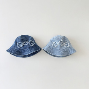 Sombrero de <span class=keywords><strong>Pescador</strong></span> para Niñas, Estilo Coreano, con Flores de Mezclilla, 100% Algodón, Transpirable, Protección Solar - Product Image 3