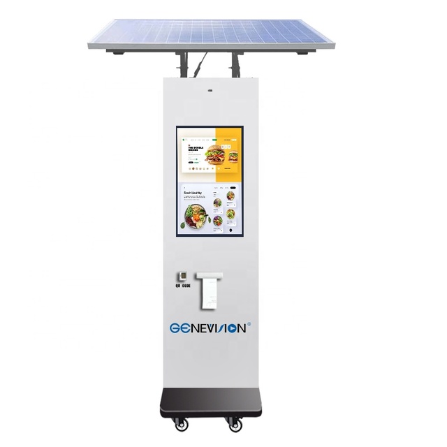 27 Outdoor Waterproof Digital Display Solar Powered System Touch Screen Self Ordering Payment Kiosk with Printer Scanner