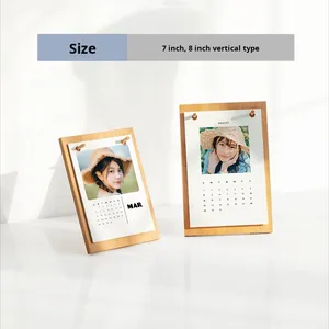 Cổ phiếu kim loại bàn lịch đứng rắn gỗ cơ sở kinh doanh Máy tính để bàn vĩnh viễn lịch trang trí nhiều bàn gỗ lịch cơ sở - Product Image 4