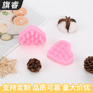 Silicone Scalp Massage Brush Heart Shaped Pink For Hair Care And Scalp Cleansing - Product Image 4