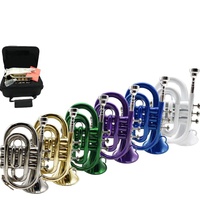 Bb Pocket Trumpet Gold Lacquered Beginner-Friendly Professional Grade Durable High-Quality Brass Instrument