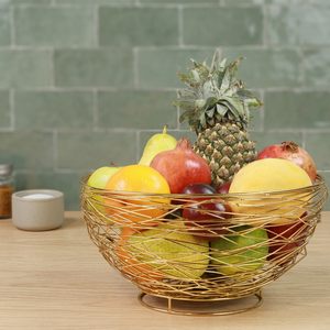 Corbeille à fruits ronde moderne en métal, support de rangement de cuisine durable, conteneur alimentaire à un seul niveau - Product Image 5