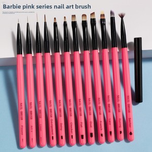 Nuevo Estilo de Juego de Pinceles de Plástico Rosa para Decoración de Uñas, Pinceles de Nailon con Múltiples Puntas y Tapas, Diseño de Flores con Punta Redonda - Product Image 1