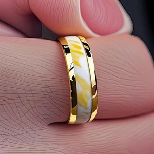 Anillos De Acero Inoxidable 8MM Fashion Men Stainless Steel <b>Rings</b> White Stone Inlay Engagement Wedding Band Jewelry - Product Image 5