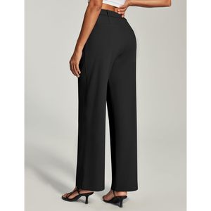 Womens Dress Pants Wide Leg High <b>Waist</b> <b>Elastic</b> Stretchy Anti Wrinkle Business Casual <b>Trousers</b> Slacks - Product Image 2