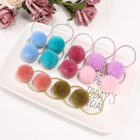 Usine personnalisable mignon bébé fille cheveux accessoires à la main pompon boule coloré caoutchouc bandeau élastiques enfants doux fête