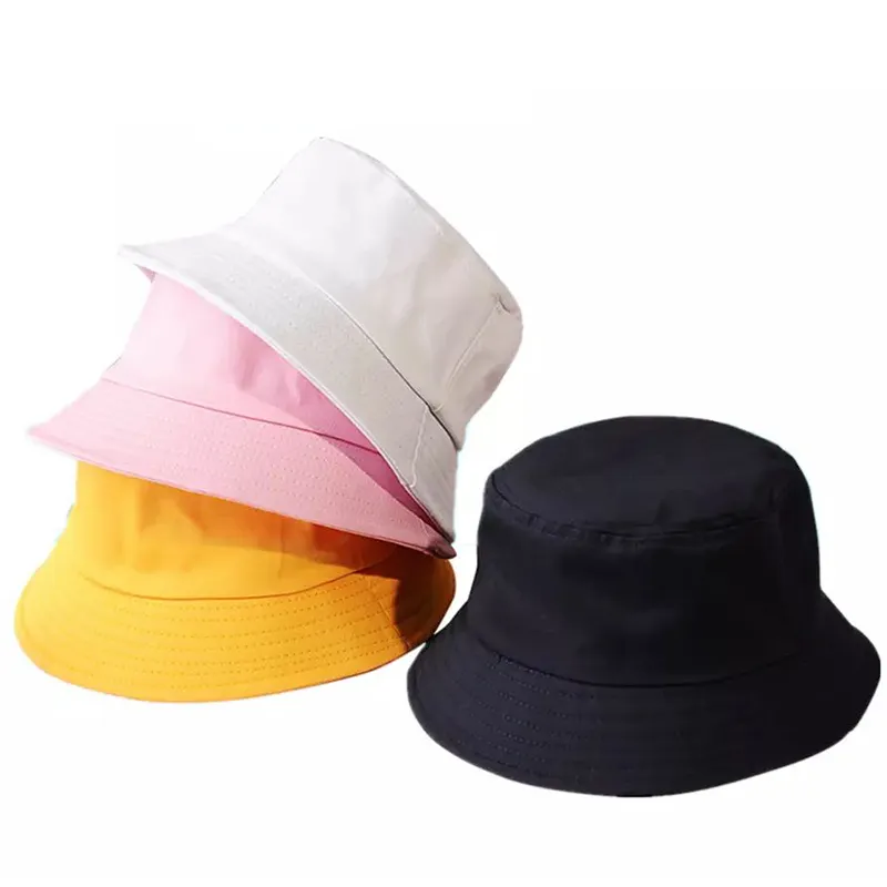 बच्चों के लिए बाल्टी टोपी यूनिसेक्स बच्चा सूरज टोपी लड़कियों को लड़कों बच्चे सूरज संरक्षण ठोस रंग कपास समुद्र तट टोपी 2-7 साल