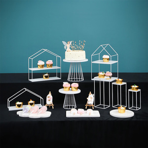 Support de présentation pour table de desserts de mariage, support à gâteaux blanc, plateau pour repas froids, pause-café, thé de l'après-midi, support en forme de cœur - Product Image 6