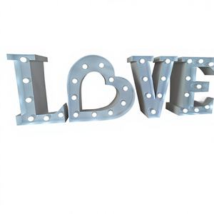 Ampoule LED blanche style simple FURUN, lettre d'amour, taille personnalisée, décoration de mariage en métal, miroir à mille couches, intérieur - Product Image 1