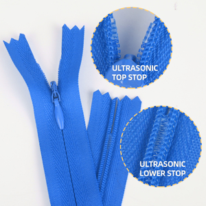 Fermeture éclair en nylon multicolore à glissière cachée, à extrémité fermée, pour vêtements, robes et accessoires de couture - En stock usine OCO - 3 #   Fermeture éclair invisible - Product Image 3