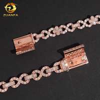 Bracelet en Moissanite plaqué or rose avec grande pierre brillante de 11 mm et 10 mm, motif croix et chaîne cubaine Infinity
