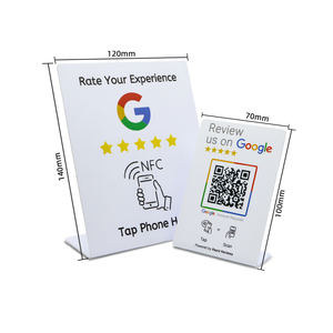 Support de table en PVC avec carte magnétique NFC personnalisée, impression offset pour les avis <span class=keywords><strong>Google</strong></span> et les médias sociaux - Product Image 1